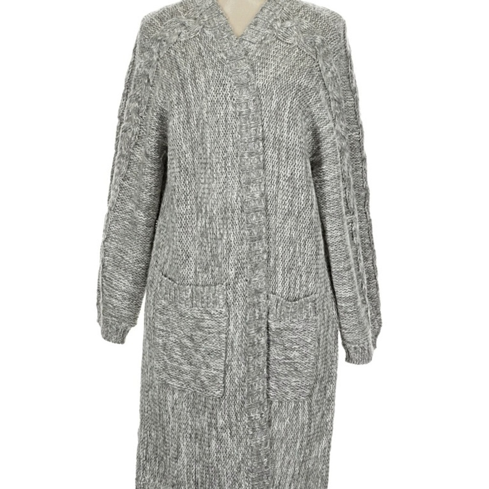 Lovestitch Gray Cable Knit Open Cardigan women size M oversized